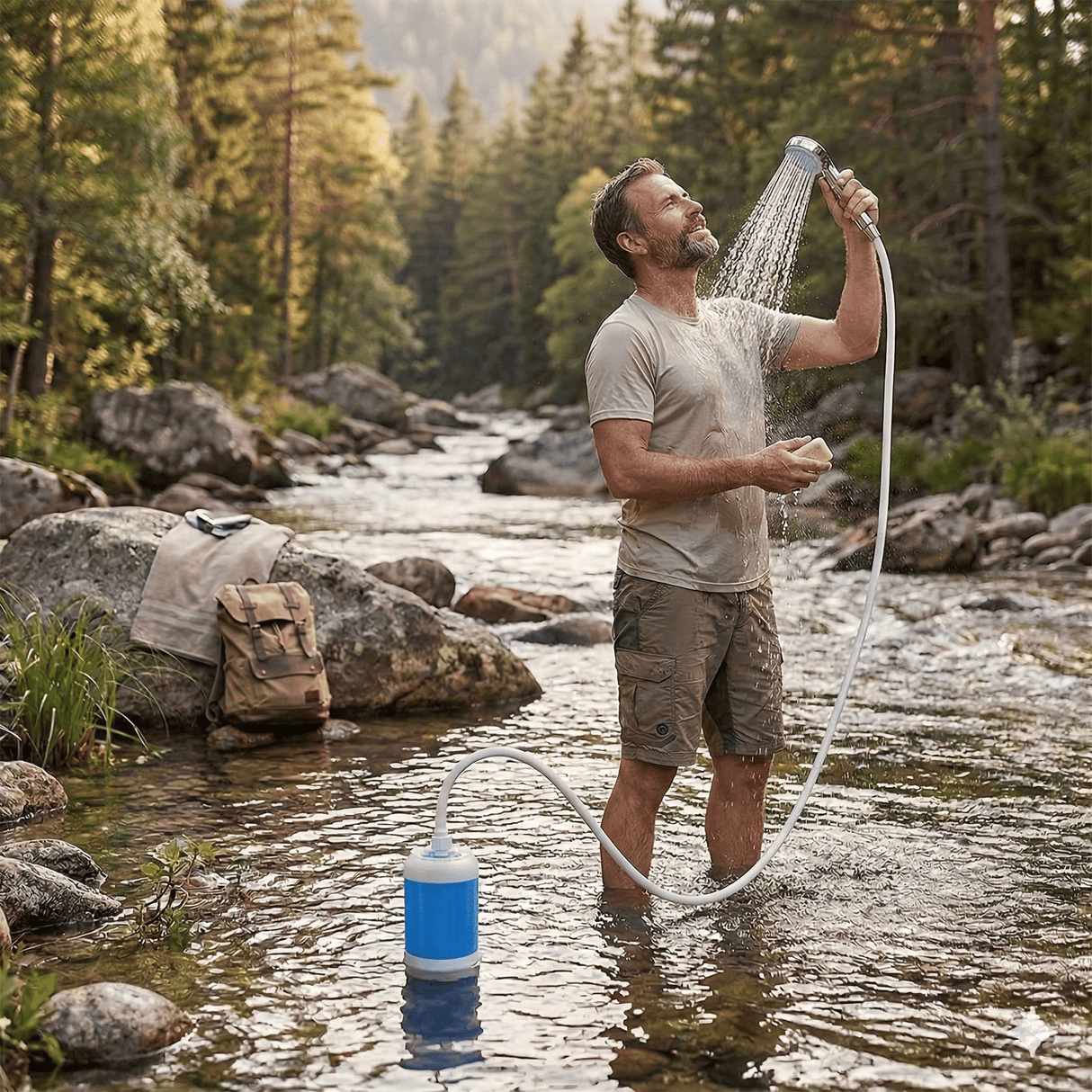 CampFlow - Draagbare douche met waterpomp
