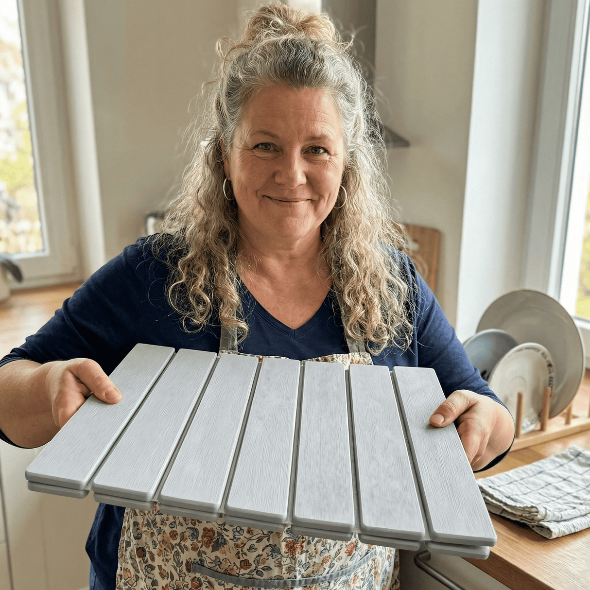 FREYA – Vikbar Sten-Torkmatta för Kök med Halkfri Bas & Absorberande Yta