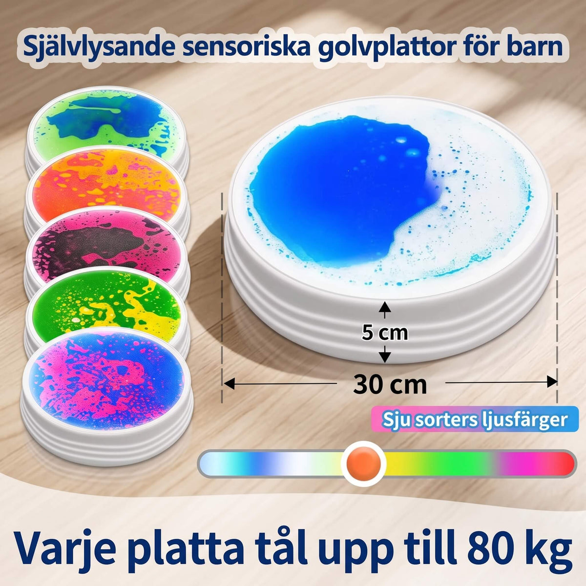 GlowStep – LED-Balansstenar för Barn 30x30 cm – Lysande Sensorisk Lekmatta med Halkfri Botten för Hemmet och Klassrummet