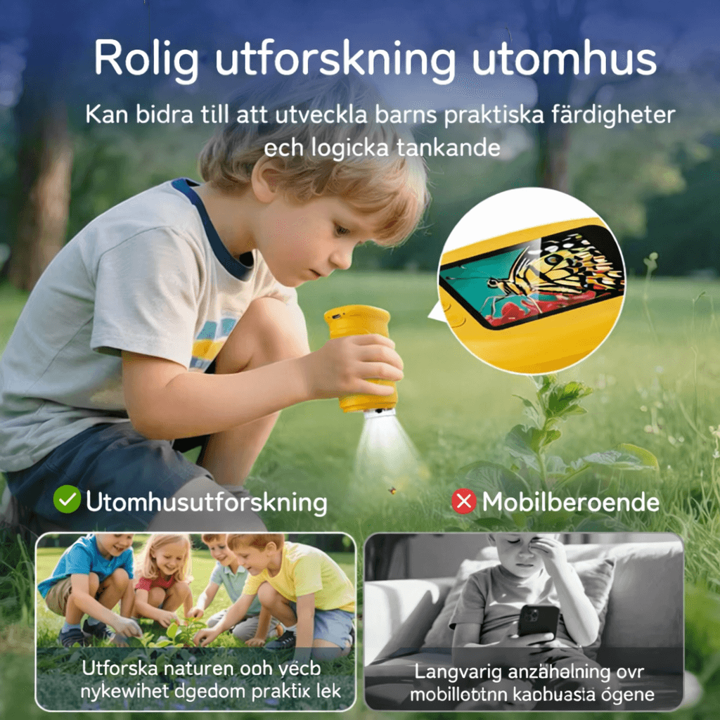 PocketScope – Handhållet Digitalt Barnmikroskop med 2” Skärm, Upp till 1000× Förstoring och Foto- & Videofunktion