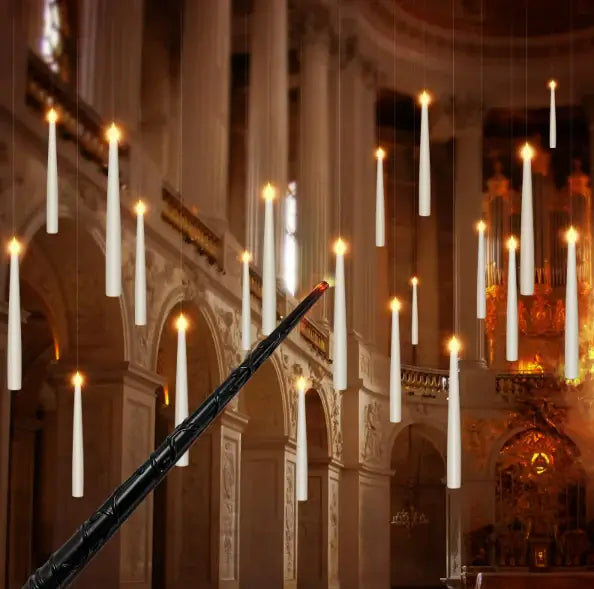 Drijvende LED Kaars met Toverstok Afstandsbediening | Vlamloze Hangende Decoratieve Kaarsen voor Kerstmis, Halloween & Bruiloft