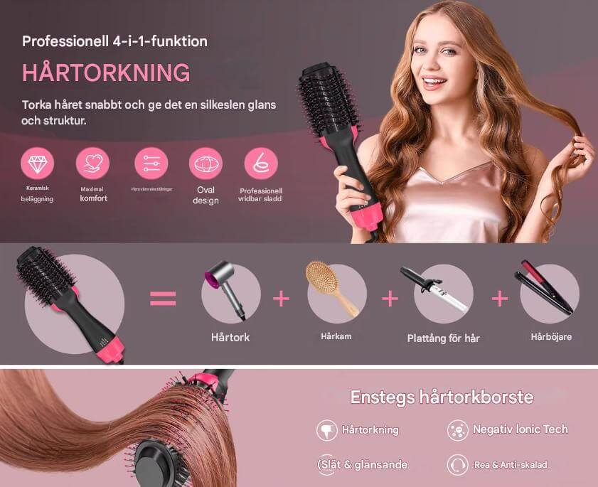StylePro - 4-in-1 Heteluchtborstel voor föhnen, volume geven en stylen | Gemakkelijk je haar stylen met één apparaat