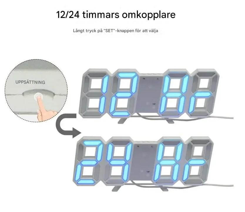 BrightChrono - 3D Digitale LED Wand- & Bureauklok | Stijlvolle Tijdsweergave voor Thuis & Kantoor