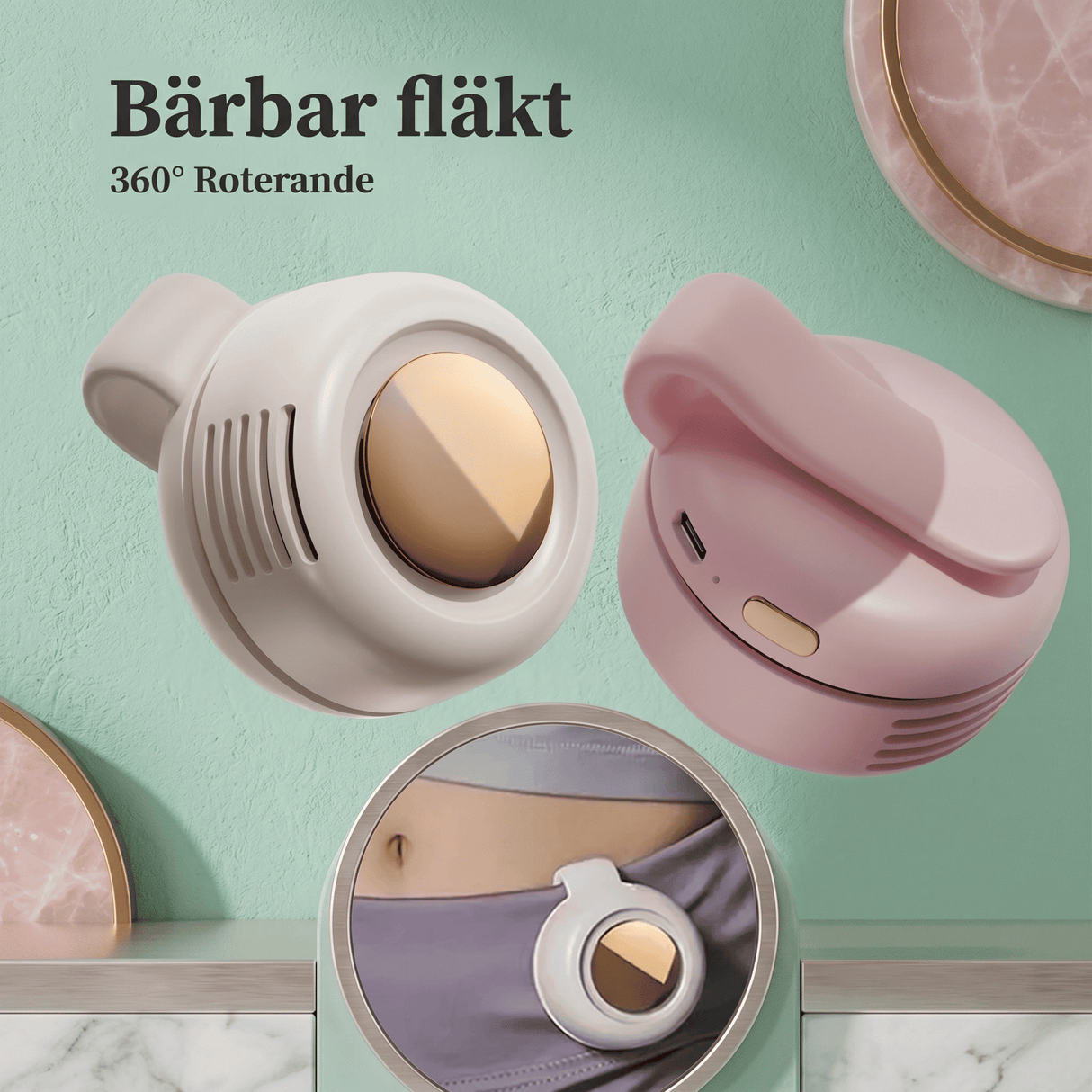 VortBreeze – Portabel Mini Fläkt med Klämma – 360° Luftflöde, 3 Hastigheter och USB-Laddning