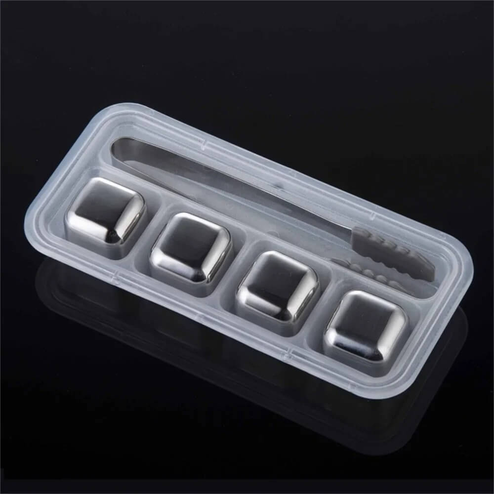 FrostGleam - Roestvrijstalen ijsblokjesset | Herbruikbare ijsblokjes voor whiskey, wijn & cocktails - Stijlvol, Cool & Geen Verdunning