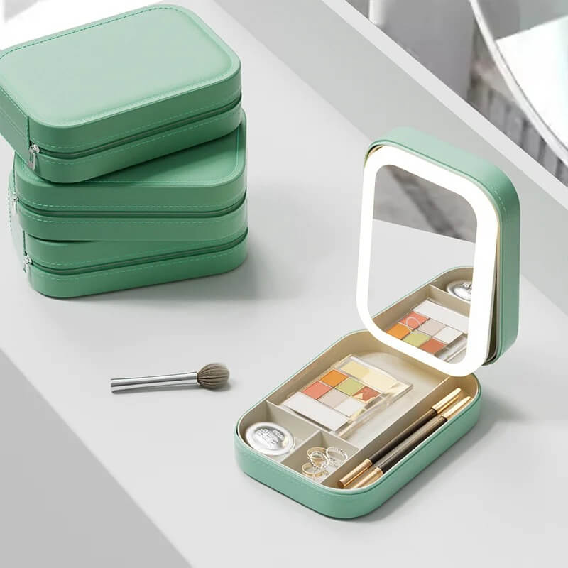 GlamVault - Reisvriendelijk make-upopbergsysteem met ingebouwde LED-spiegel | Handig opbergen met stijl