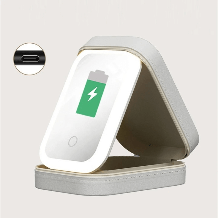 GlamVault - Reisvriendelijk make-upopbergsysteem met ingebouwde LED-spiegel | Handig opbergen met stijl