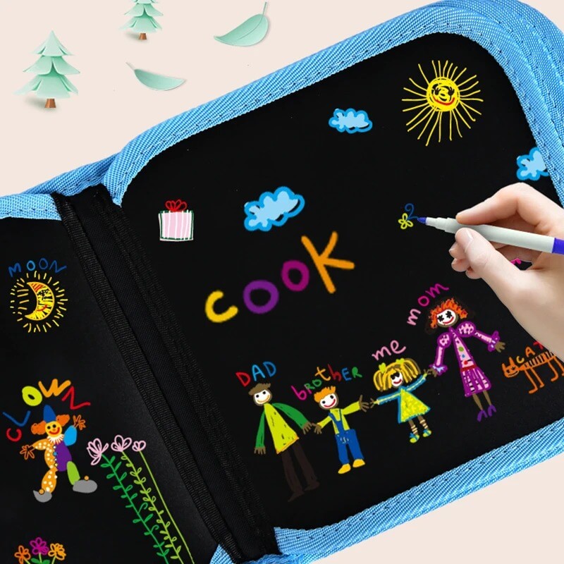 DoodleBloom - Herbruikbaar tekenboek voor kinderen | Afveegbaar & Draagbaar Creativiteit met Magische Pen