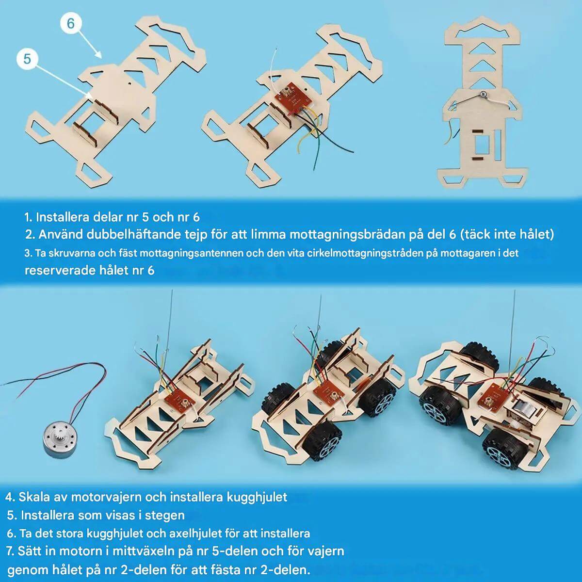 WoodiRace - Houten speelgoedauto met afstandsbediening voor kinderen - In elkaar te zetten 4-wiel-aangedreven speelgoed met doe-het-zelf-technologie