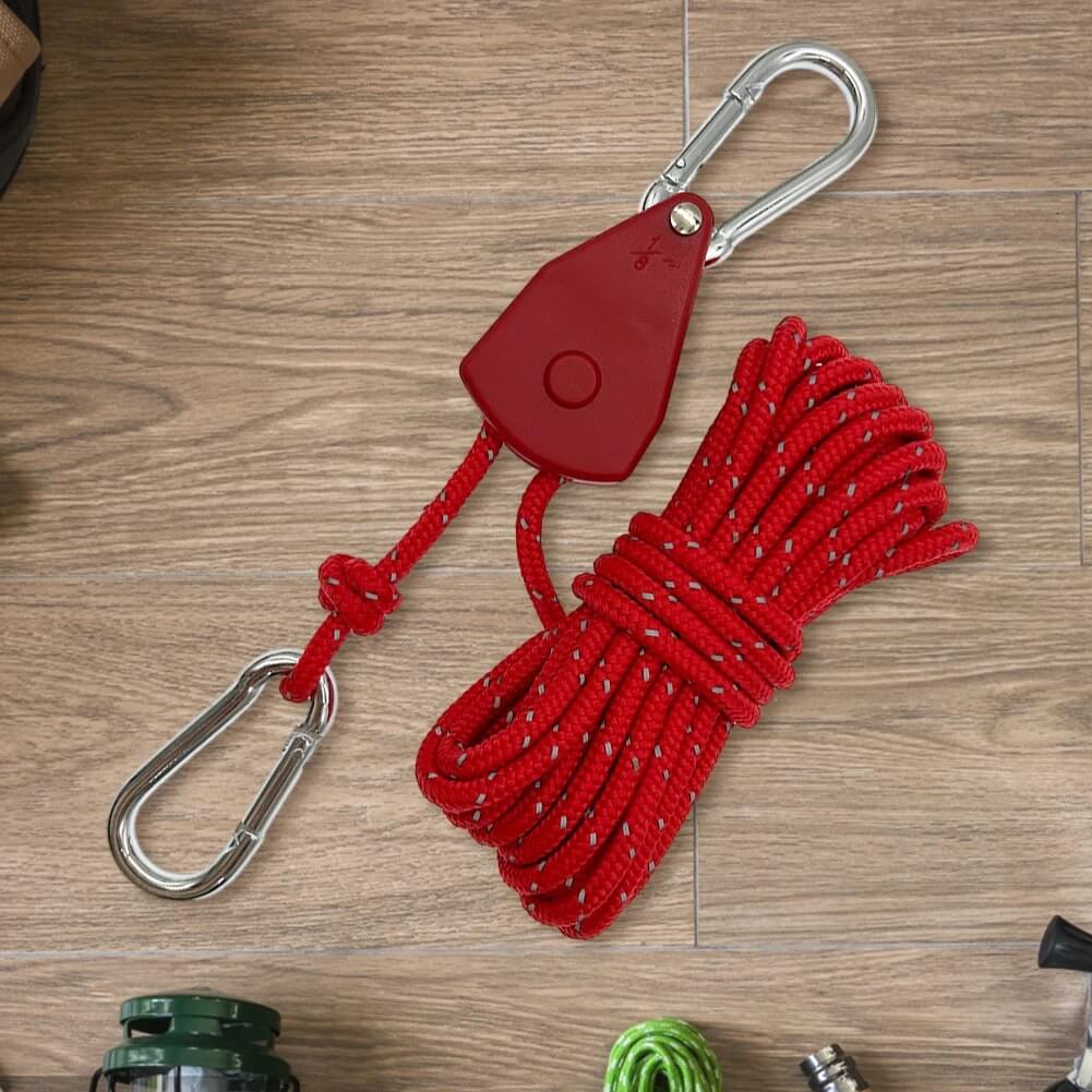 ReflectaCord - Reflecterend Tentkoord 5M met Verstelbaar Katrol voor Kamperen