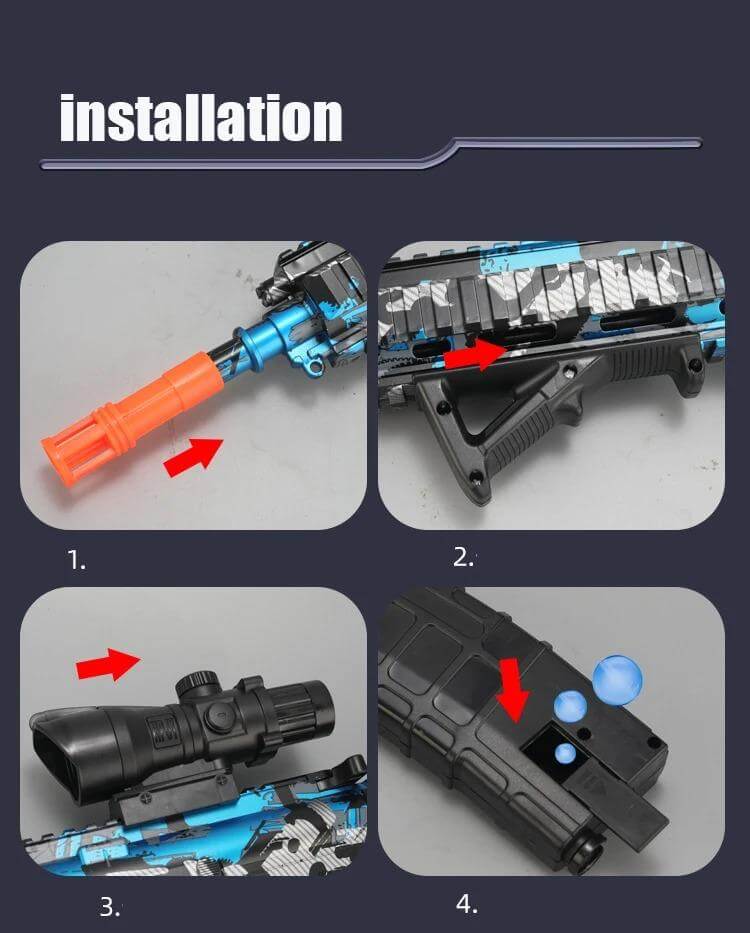 BlastForge - M416 Jelly Rifle met 7,4V batterij en dubbel magazijn voor actief buitenspelen