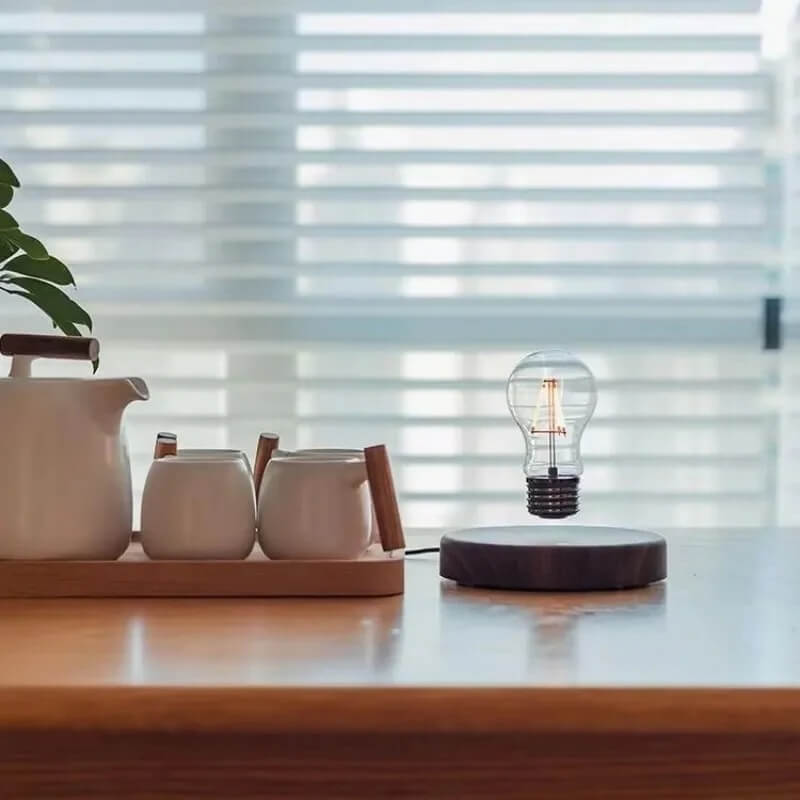 LumoGlide - Magnetische Zwevende LED Lamp | Zwevende Tafellamp met Houten Afwerking voor Bureau en Interieur