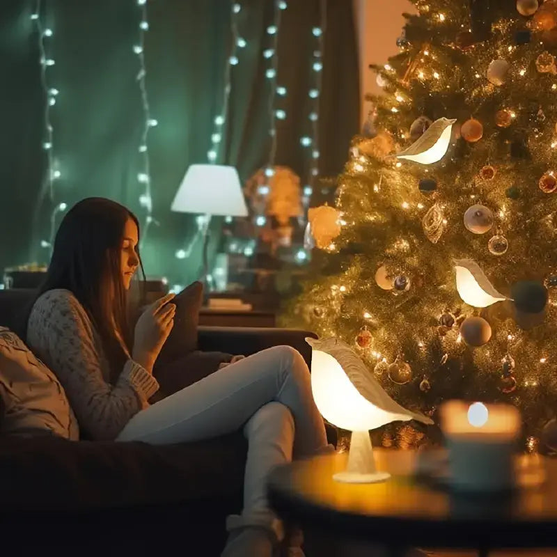 FeatherGlow - LED Vogel Nachtlampje met Touch Control | Decoratieve & Ontspannende Verlichting voor Slaapkamer en Woonkamer