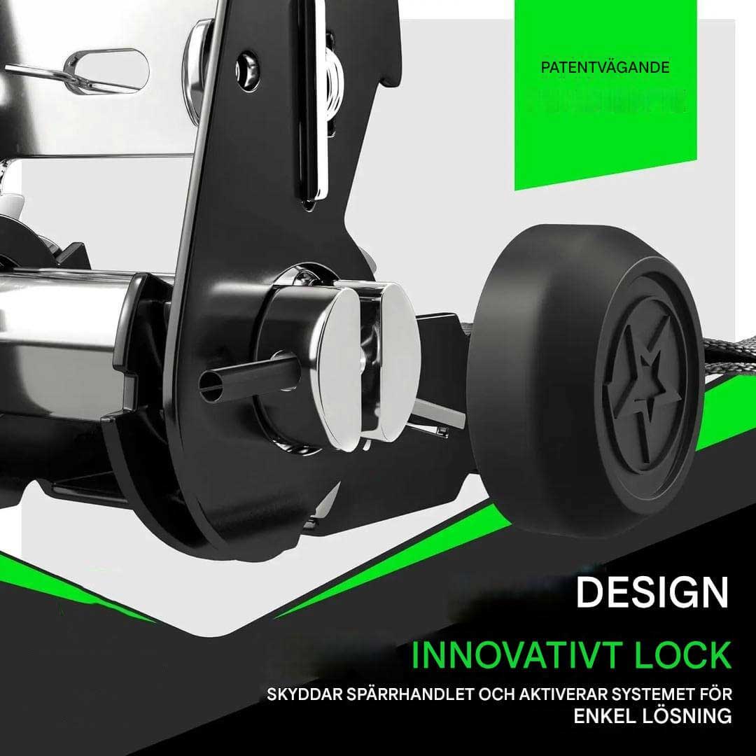 TightHold – Retractable Spännbandskit 4-pack | Självinrullande Spännband för Enkel och Stabil Lastsäkring