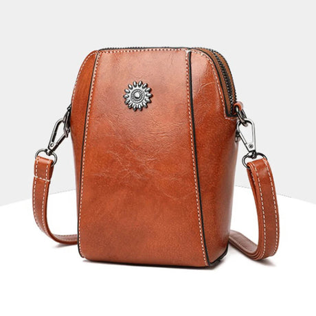Vintage Crossbody Leren Tas voor Vrouwen - Verstelbare Schouderriem, Compact Ontwerp en Elegante Stijl