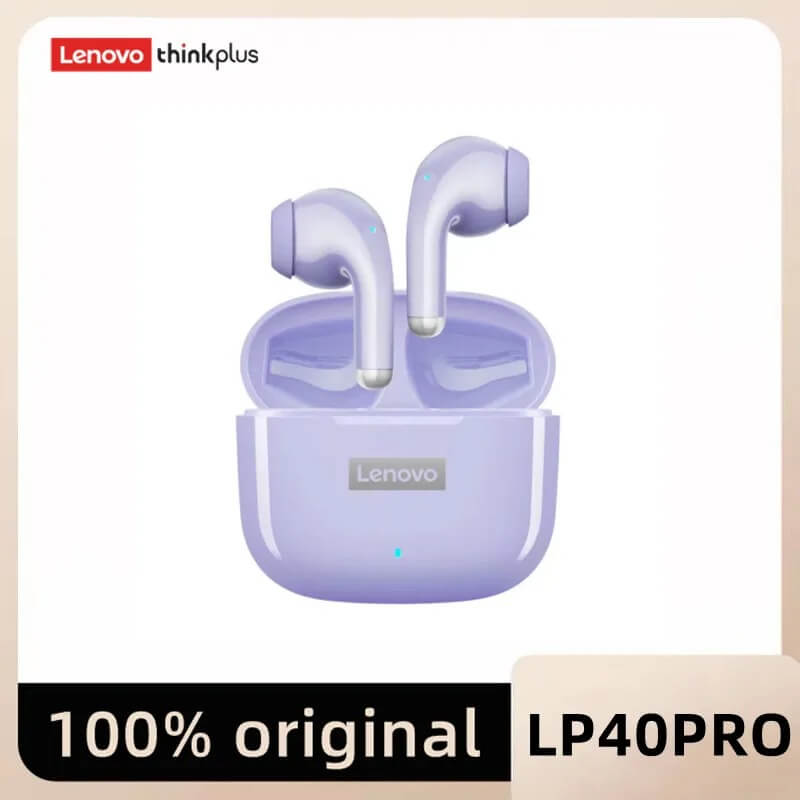 Lenovo LP40 Pro - Bluetooth 5.1 draadloze hoofdtelefoon met hifi-geluid, aanraakbediening, oplaadetui en microfoon