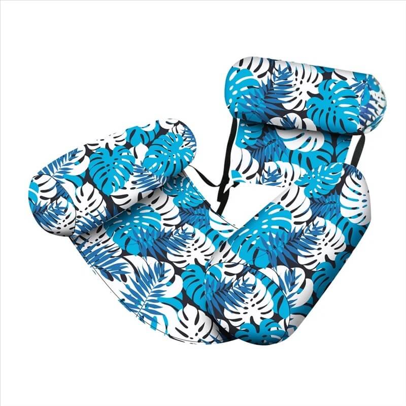 HydroHammock - Opblaasbare Drijvende Stoel voor Volwassenen | Comfortabele Zwembadhangmat met Nekkussen & Plantenpatroon
