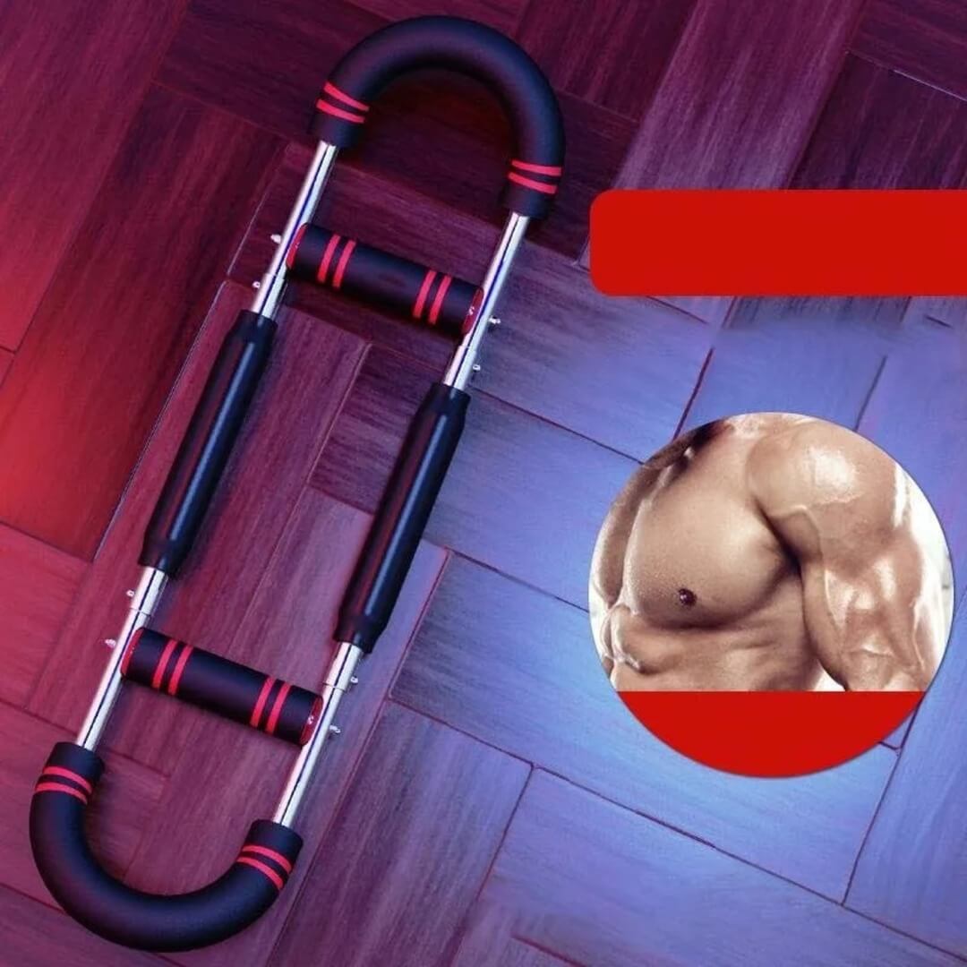 PowerFlex – Justerbar Bröst- & Armtränare | U-Formad Expander för Styrketräning med Greppvänligt Skum