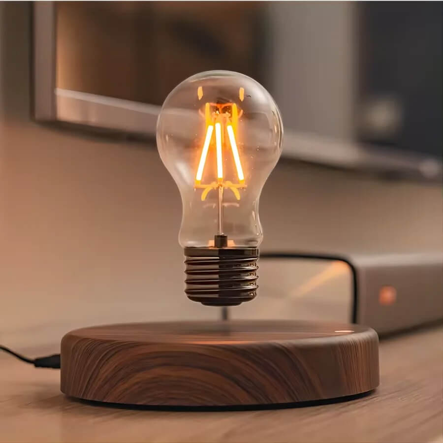 LumoGlide - Magnetische Zwevende LED Lamp | Zwevende Tafellamp met Houten Afwerking voor Bureau en Interieur