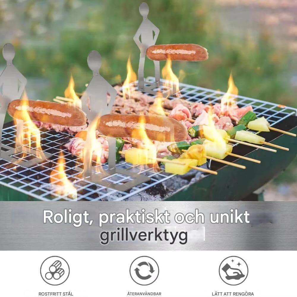 Sausbro - Draagbare roestvrijstalen worsthouder voor camping, barbecue en picknick 5st