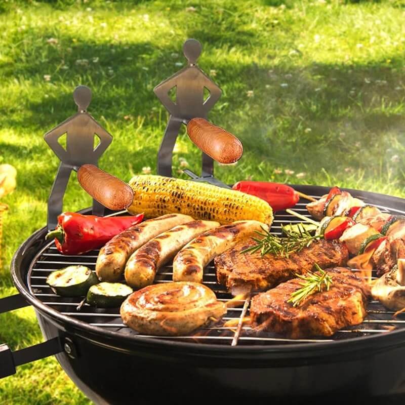 Sausbro - Draagbare roestvrijstalen worsthouder voor camping, barbecue en picknick 5st