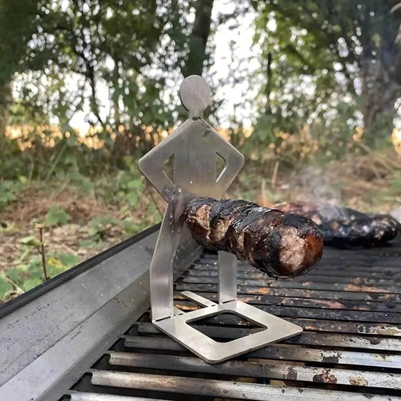 Sausbro - Draagbare roestvrijstalen worsthouder voor camping, barbecue en picknick 5st