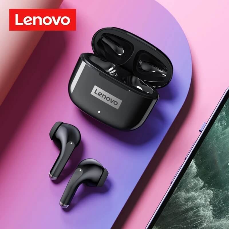 Lenovo LP40 Pro - Bluetooth 5.1 draadloze hoofdtelefoon met hifi-geluid, aanraakbediening, oplaadetui en microfoon