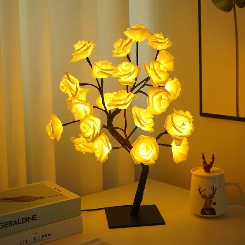 RoseLoom - LED-rooslamp in de vorm van een boom Zachte en buigbare decoratieve lamp voor een gezellige sfeer in huis