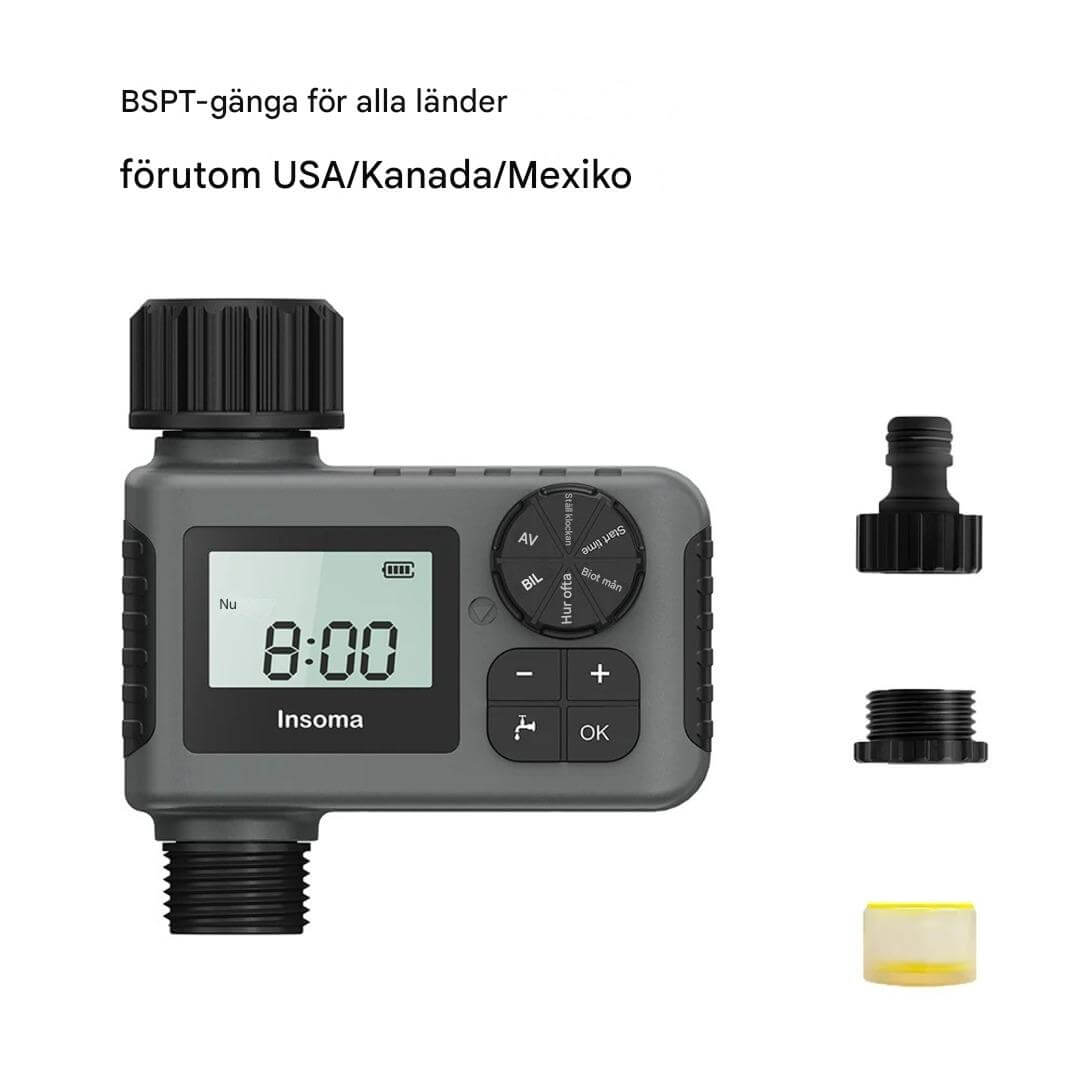 AquaSentry – Automatisk Bevattningstimer med LCD och Smart Regnfördröjning | För Enklare Trädgårdsvård Utomhus