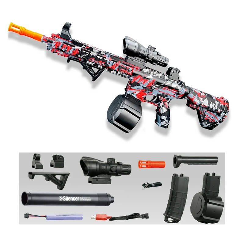 BlastForge - M416 Jelly Rifle met 7,4V batterij en dubbel magazijn voor actief buitenspelen