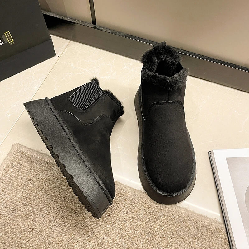 Antislip, warme gevoerde enkellaarsjes voor de winter, comfortabel en plat