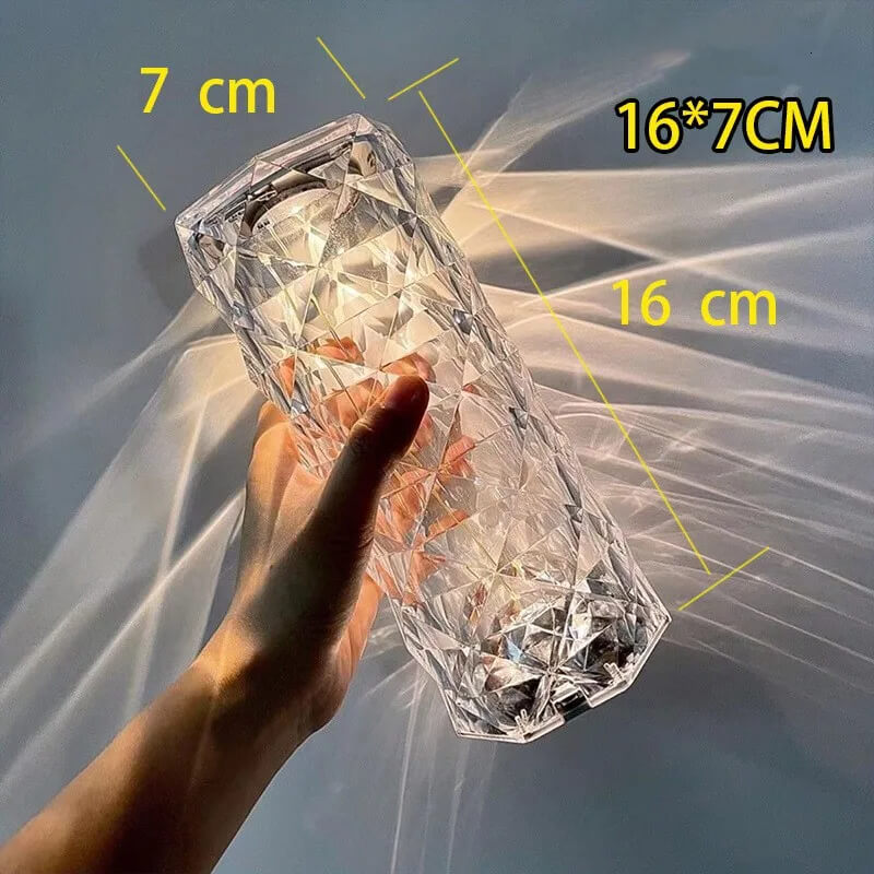 Kristallen Lamp met 16 Kleuren & Diamanten Roos LED Licht - Aanraken & Afstandsbediening USB Oplaadbaar, Romantische Sfeer voor Thuis