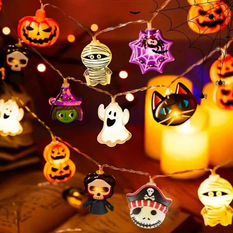 Halloween LED String met pompoenen, spoken en spinnenwebben - Decoratieve String Lights voor binnen en buiten 2024
