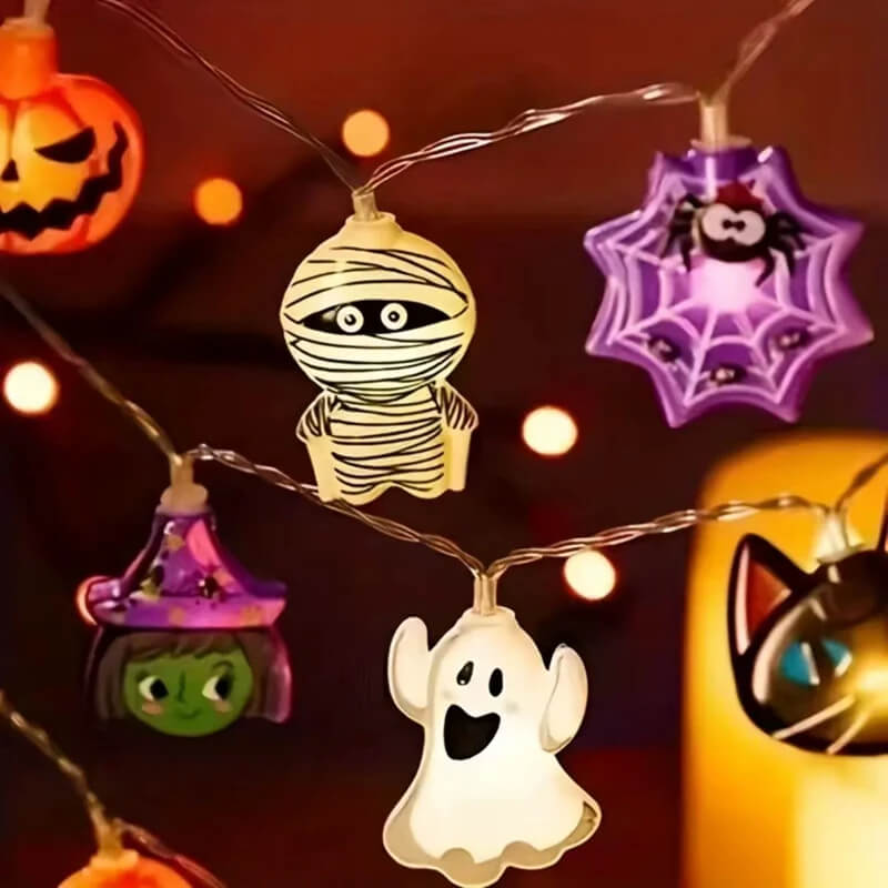 Halloween LED String met pompoenen, spoken en spinnenwebben - Decoratieve String Lights voor binnen en buiten 2024