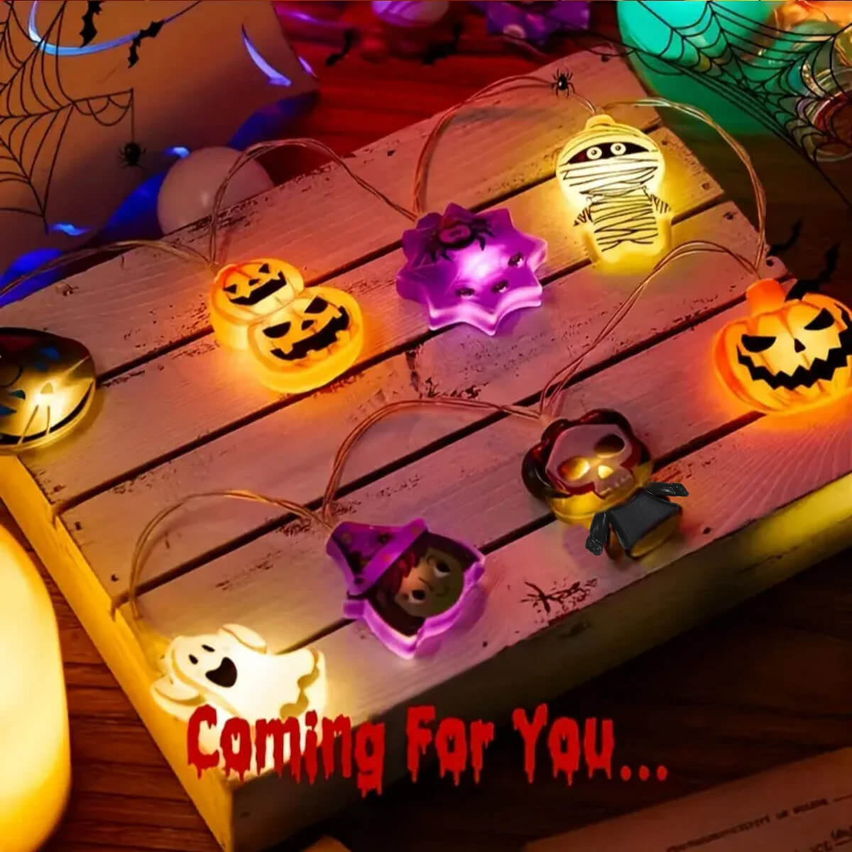 Halloween LED String met pompoenen, spoken en spinnenwebben - Decoratieve String Lights voor binnen en buiten 2024