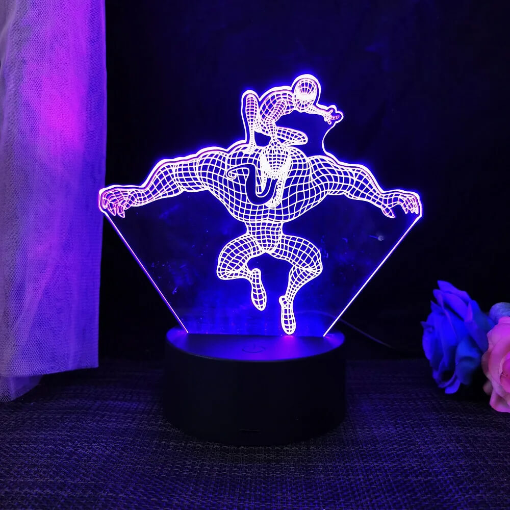 3D Superheld LED Nachtlicht met Afstandsbediening | 16 Kleuren & Aanraking - USB & Batterij Aangedreven Acryl Lamp voor Kinderen & Gameruimte