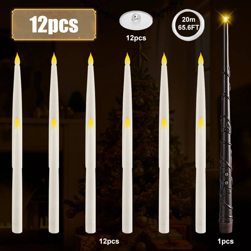 Drijvende LED Kaars met Toverstok Afstandsbediening | Vlamloze Hangende Decoratieve Kaarsen voor Kerstmis, Halloween & Bruiloft