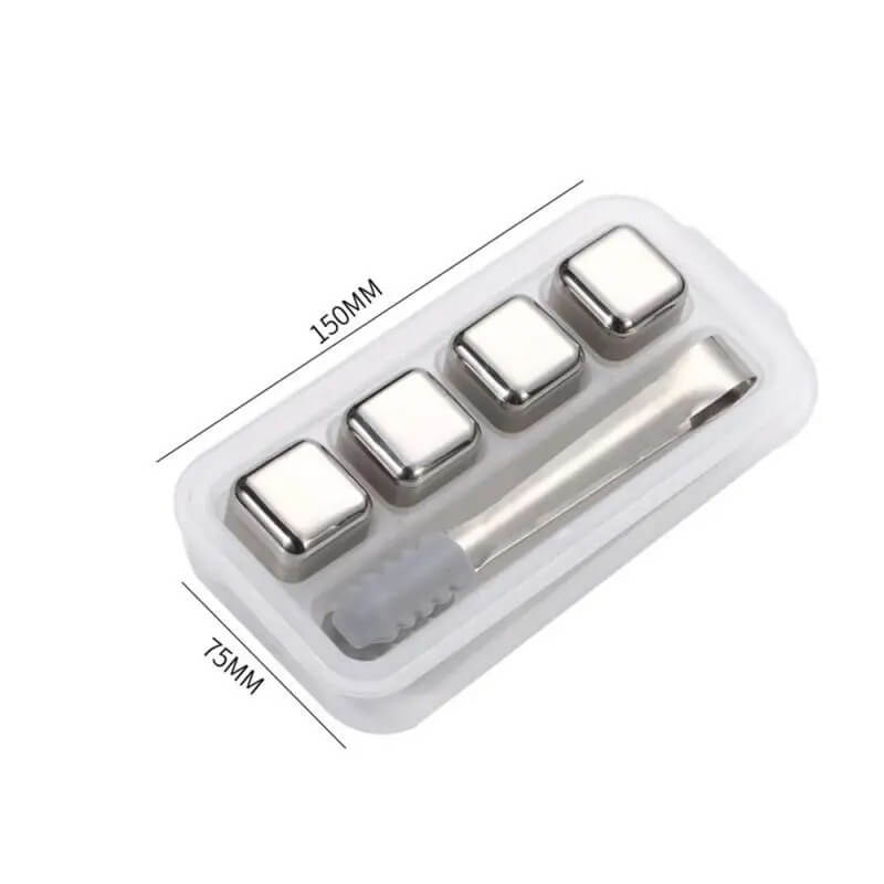 FrostGleam - Roestvrijstalen ijsblokjesset | Herbruikbare ijsblokjes voor whiskey, wijn & cocktails - Stijlvol, Cool & Geen Verdunning