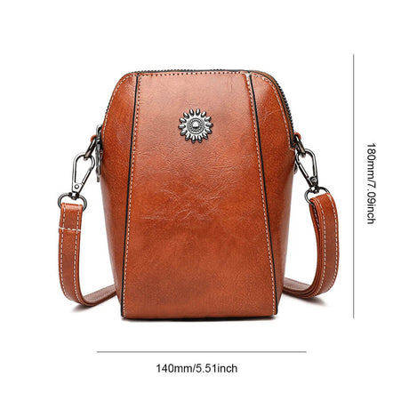 Vintage Crossbody Leren Tas voor Vrouwen - Verstelbare Schouderriem, Compact Ontwerp en Elegante Stijl