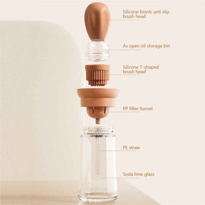 Glazen oliefles met siliconen borstel Keukengerei