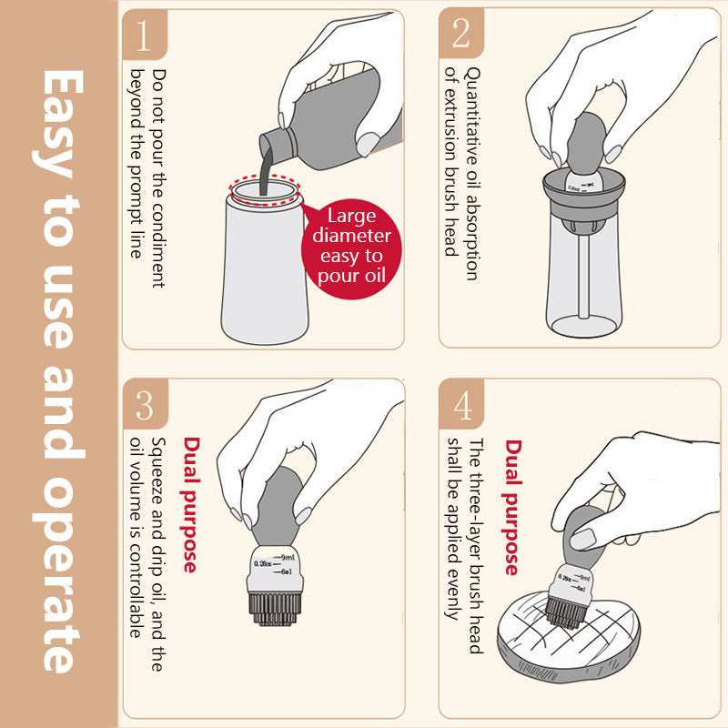 Glazen oliefles met siliconen borstel Keukengerei