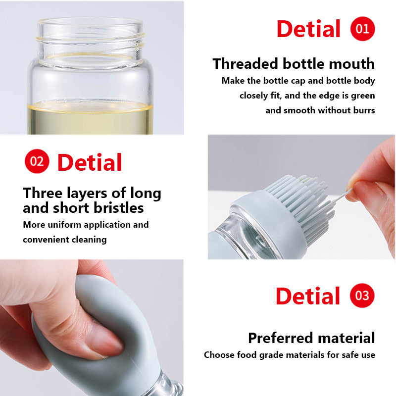 Glazen oliefles met siliconen borstel Keukengerei