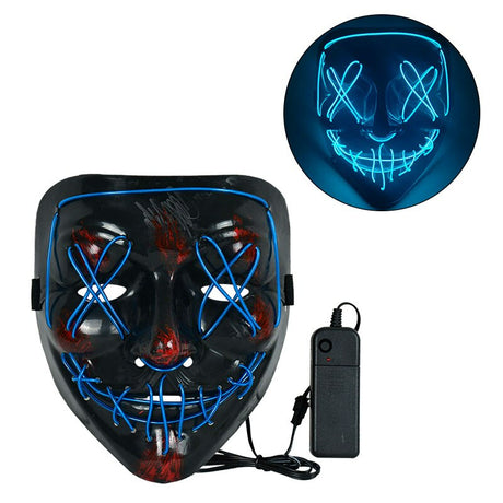 LED Horror Masker voor Halloween & Maskerade | Purge-geïnspireerd knipperend masker met 3 lichtstanden - Verstelbaar & Veilig EL-draad Ontwerp
