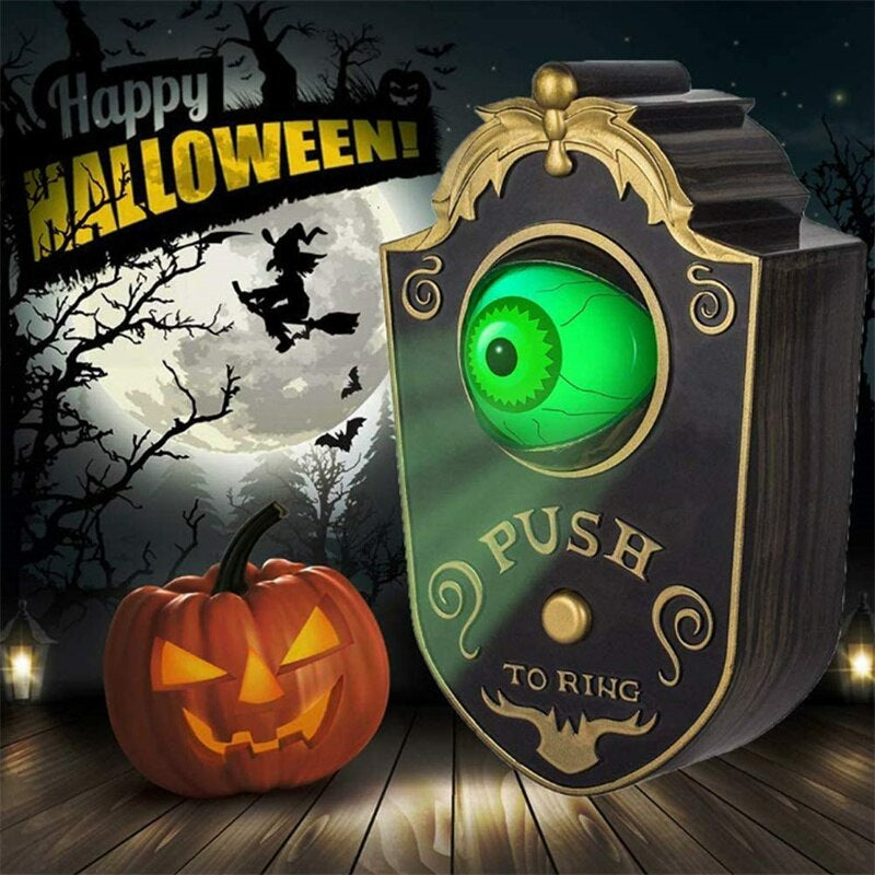 Enge Halloween deurbel met gloeiend oog | Geluids- & lichteffecten - Realistische decoratie voor trick or treating