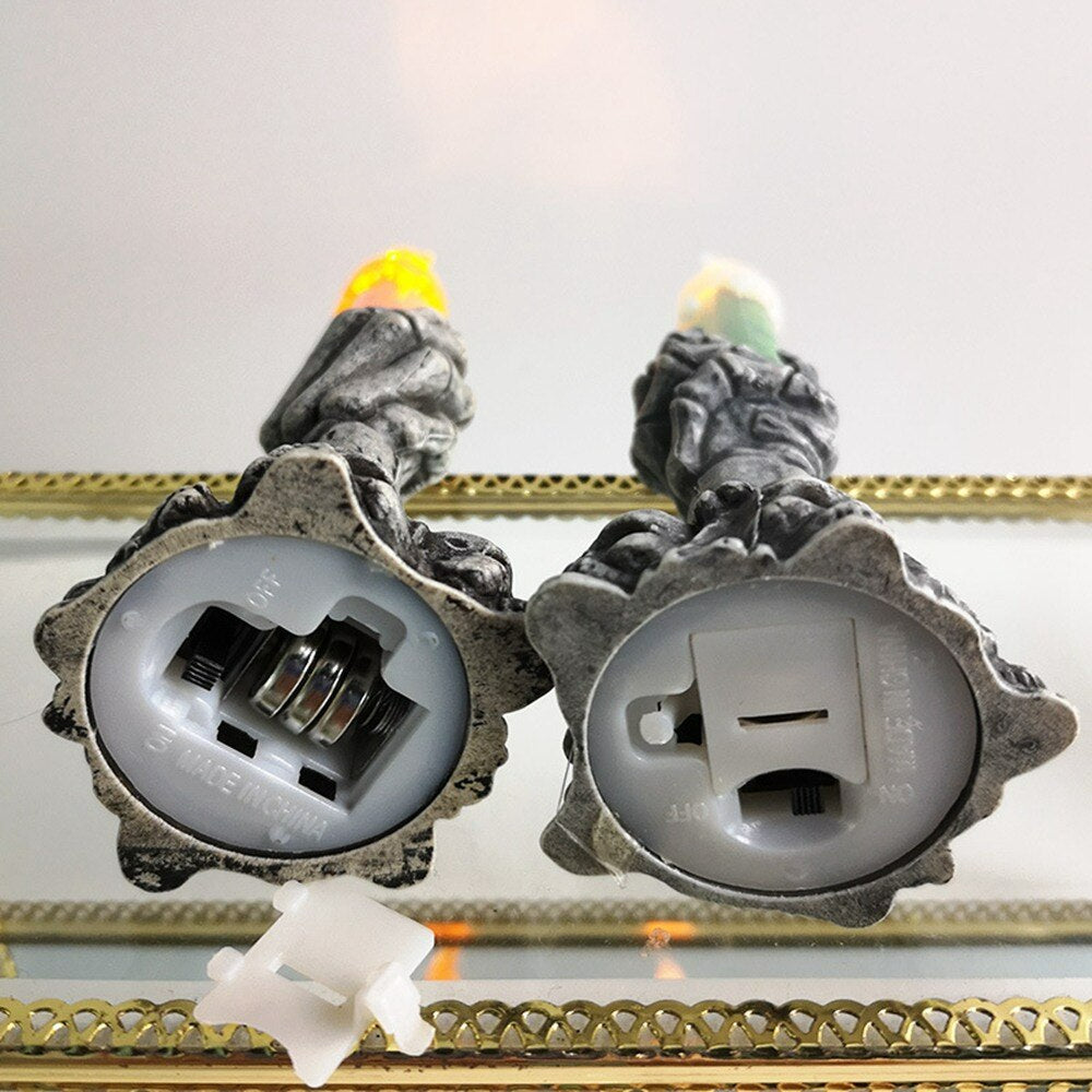 LED Kaarsenhouder met Skelethand - Enge Halloween Decoratie, Rookvrije Kaarsen voor Feest en Huis