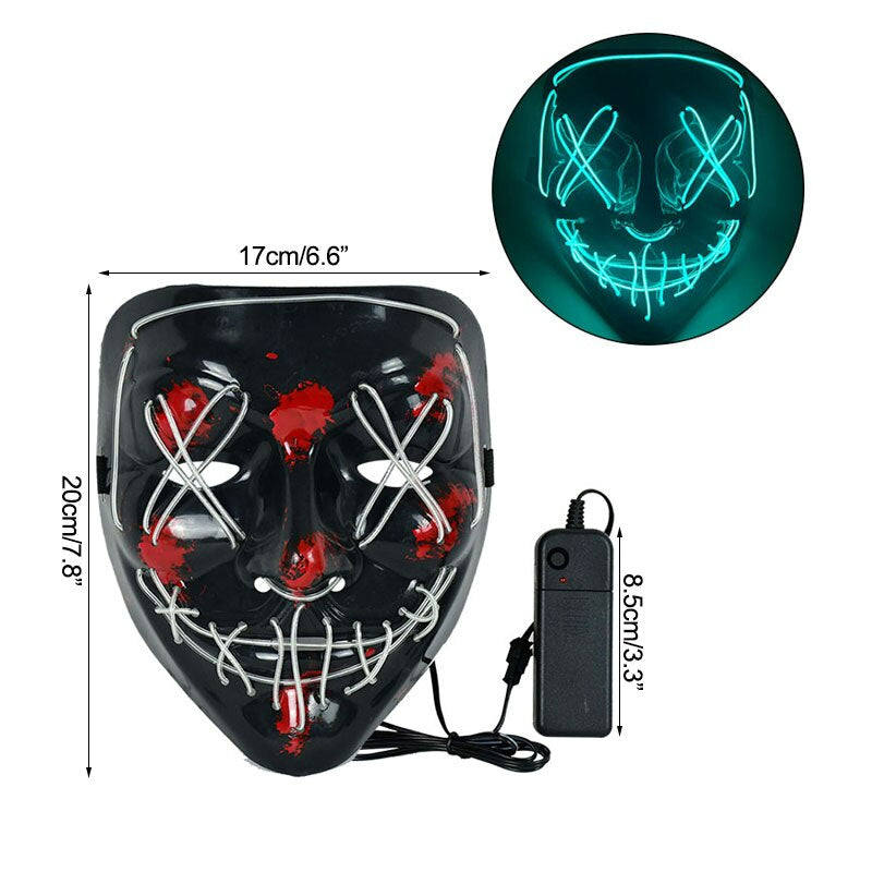LED Horror Masker voor Halloween & Maskerade | Purge-geïnspireerd knipperend masker met 3 lichtstanden - Verstelbaar & Veilig EL-draad Ontwerp