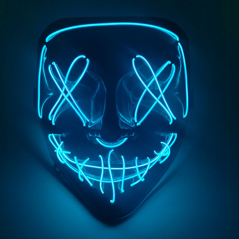 LED Horror Masker voor Halloween & Maskerade | Purge-geïnspireerd knipperend masker met 3 lichtstanden - Verstelbaar & Veilig EL-draad Ontwerp