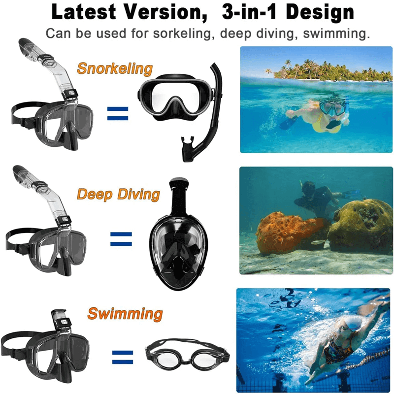 Opvouwbaar snorkelmasker, duikmasker volwassene