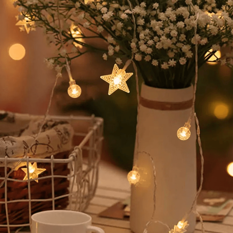 1,5-3m LED-stringverlichting met kerstthema, kerststringverlichting - sneeuwvlokken, rendieren, sterren, kerstboom