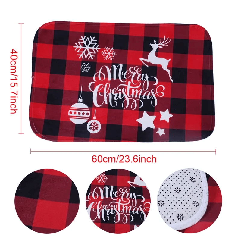 60x40 cm Welcoming Flanellen Kerstdeken - Vrolijk Kerstfeest, Kerstman, Ster, Rendier